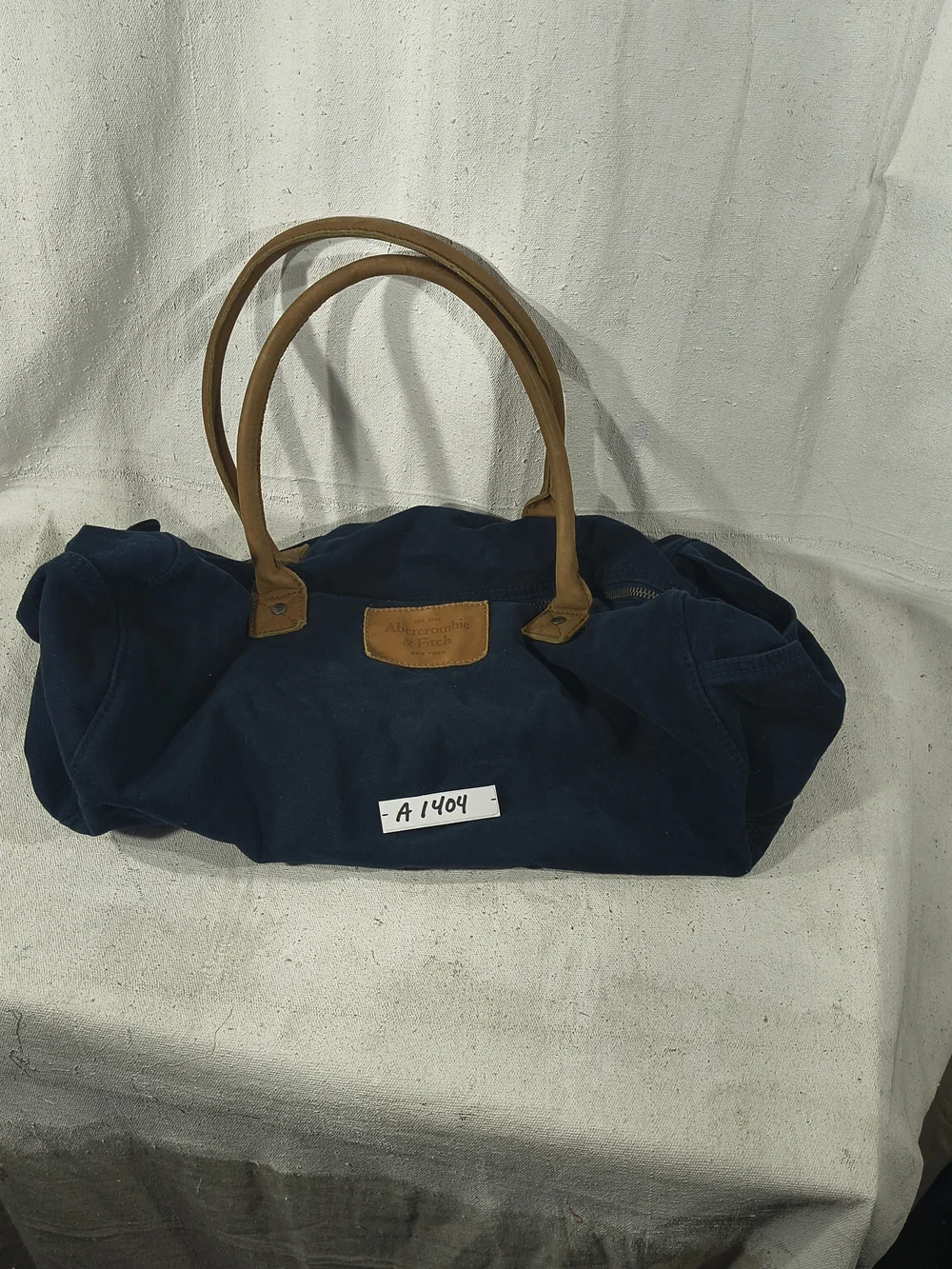 Abercrombie & Fitch Navy Canvas Satchel with Tan Leather Handles